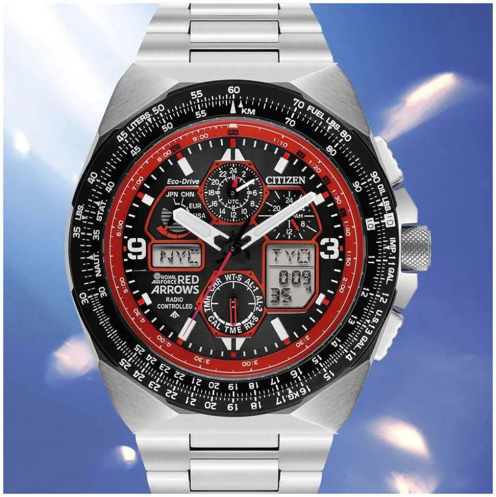 Citizen Eco-Drive Men's Limited Edition Red Arrows Black Dial Steel Bracelet Watch