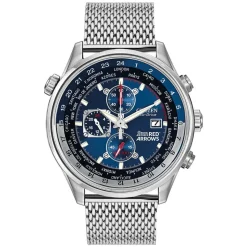 Citizen Eco-Drive Men's Red Arrows Perpetual Chrono A.T Blue Dial Steel Bracelet Watch