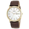 Citizen Eco-Drive Round White Dial with Brown Strap