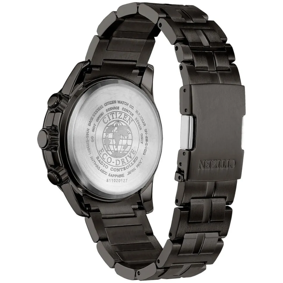 Citizen PCAT Eco Drive Worldtime Grey & Blue Chronograph Charcoal Bracelet Watch