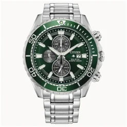 Citizen Promaster Dive Chronograph 45mm Green Dial Steel Case Watch