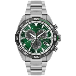 Citizen Promaster Land Chrono 43mm Green Dial Steel Case Bracelet Watch