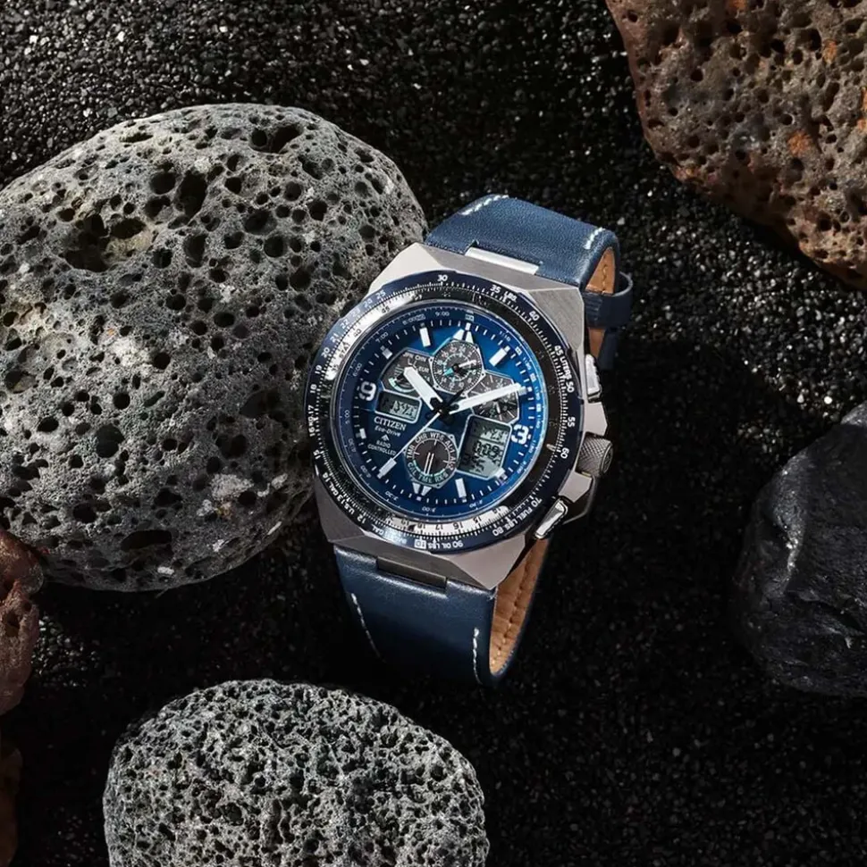 Citizen Promaster Skyhawk A.T 46mm Blue Dial Leather Strap Watch