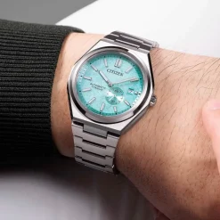 Citizen Zenshin Automatic 41mm Textured Blue Dial Super Titanium™ Bracelet Watch