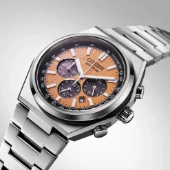 Citizen Zenshin Chrono Super Titanium&trade; 42mm Salmon Dial Bracelet Watch