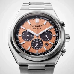 Citizen Zenshin Chrono Super Titanium&trade; 42mm Salmon Dial Bracelet Watch