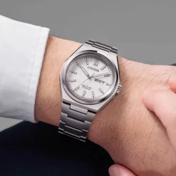 Citizen 'Zenshin' Super Titanium 39mm White Dial Titanium Bracelet Watch