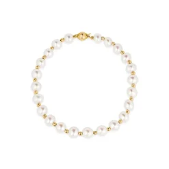 9ct Cultured Freshwater Pearls and a Gold Beat Bracelet