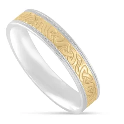 9ct Gold and Sterling Silver 5mm Celtic 5mm Wedding Ring