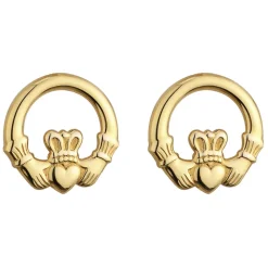 9ct Gold Claddagh Stud Earrings.