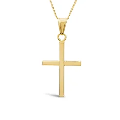 9ct Gold Cross Pendant (Chain Included)