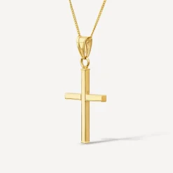 9ct Gold Cross Pendant (Chain Included)