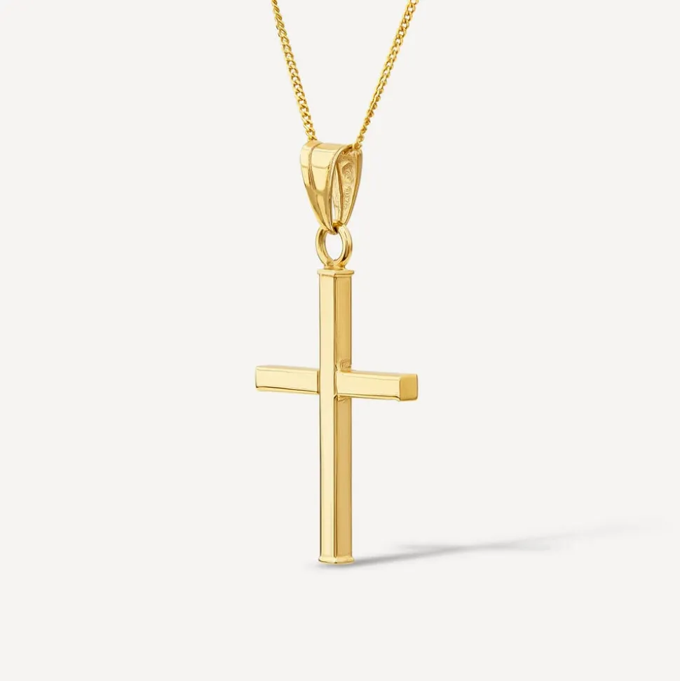 9ct Gold Cross Pendant (Chain Included)