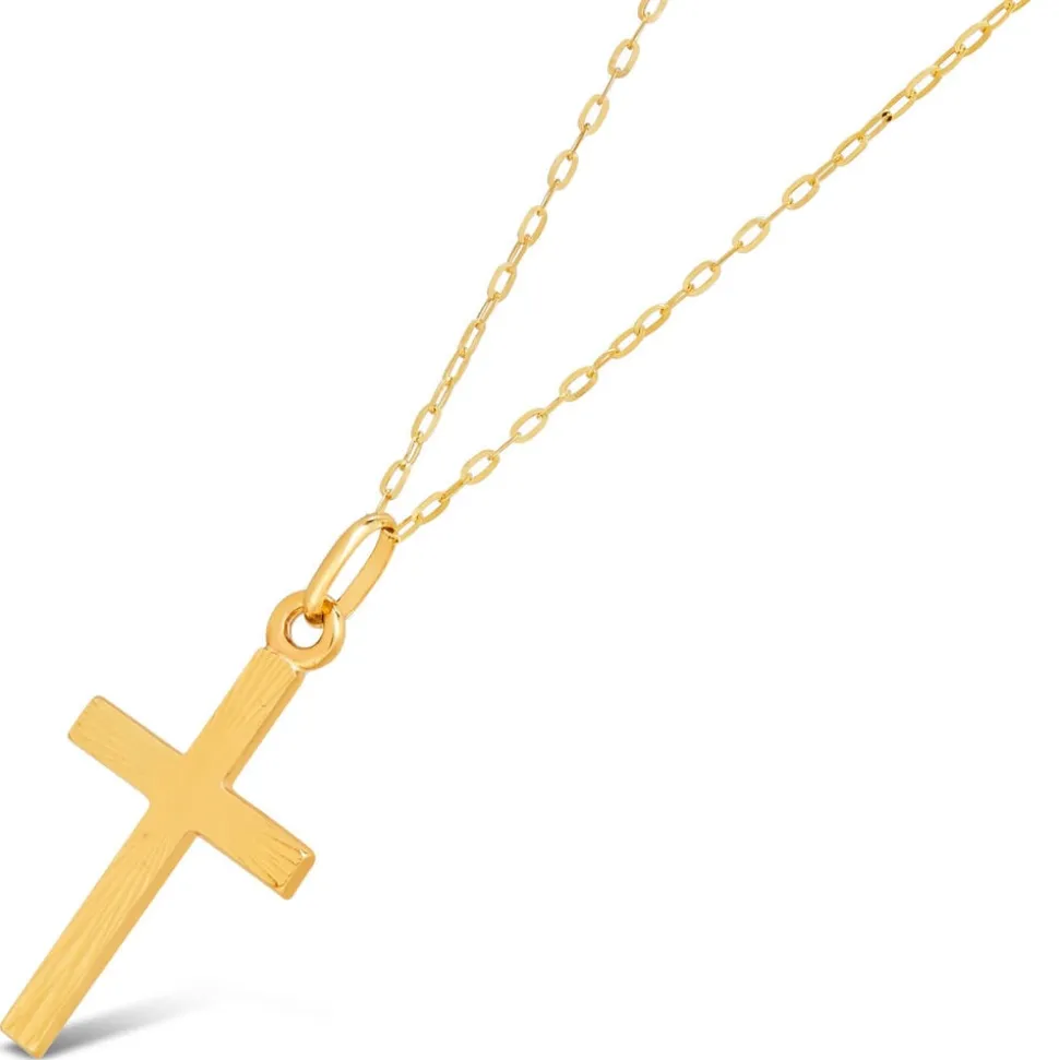 9ct Gold Cross Pendant (Chain Included)