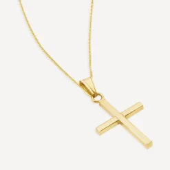 9ct Gold Cross Pendant (Chain Included)