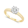 9ct Gold .22ct Round Cut Cluster Diamond Engagement Ring