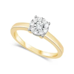 9ct Gold .22ct Round Cut Cluster Diamond Engagement Ring