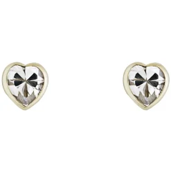 9ct Gold Cubic Zirconia Heart Stud Earrings