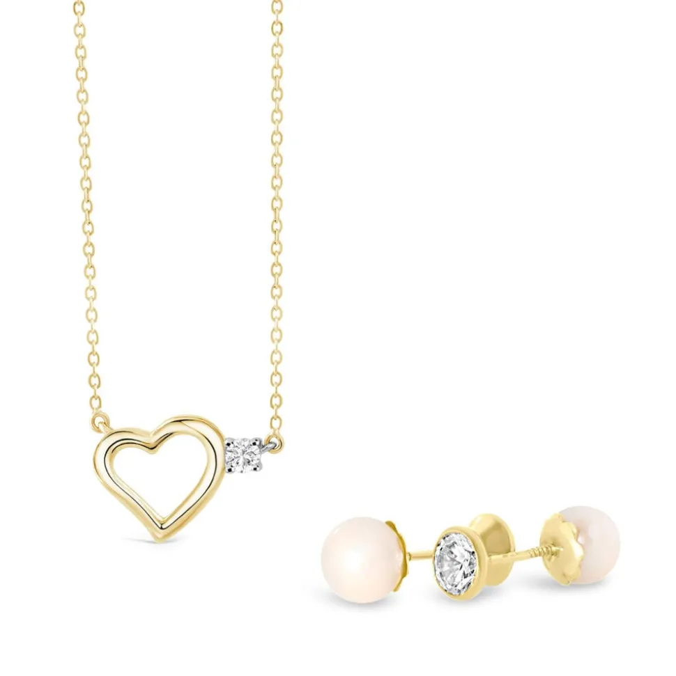 9ct Gold Cubic Zirconia Heart Necklace