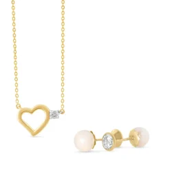 9ct Gold Cubic Zirconia Heart Necklace