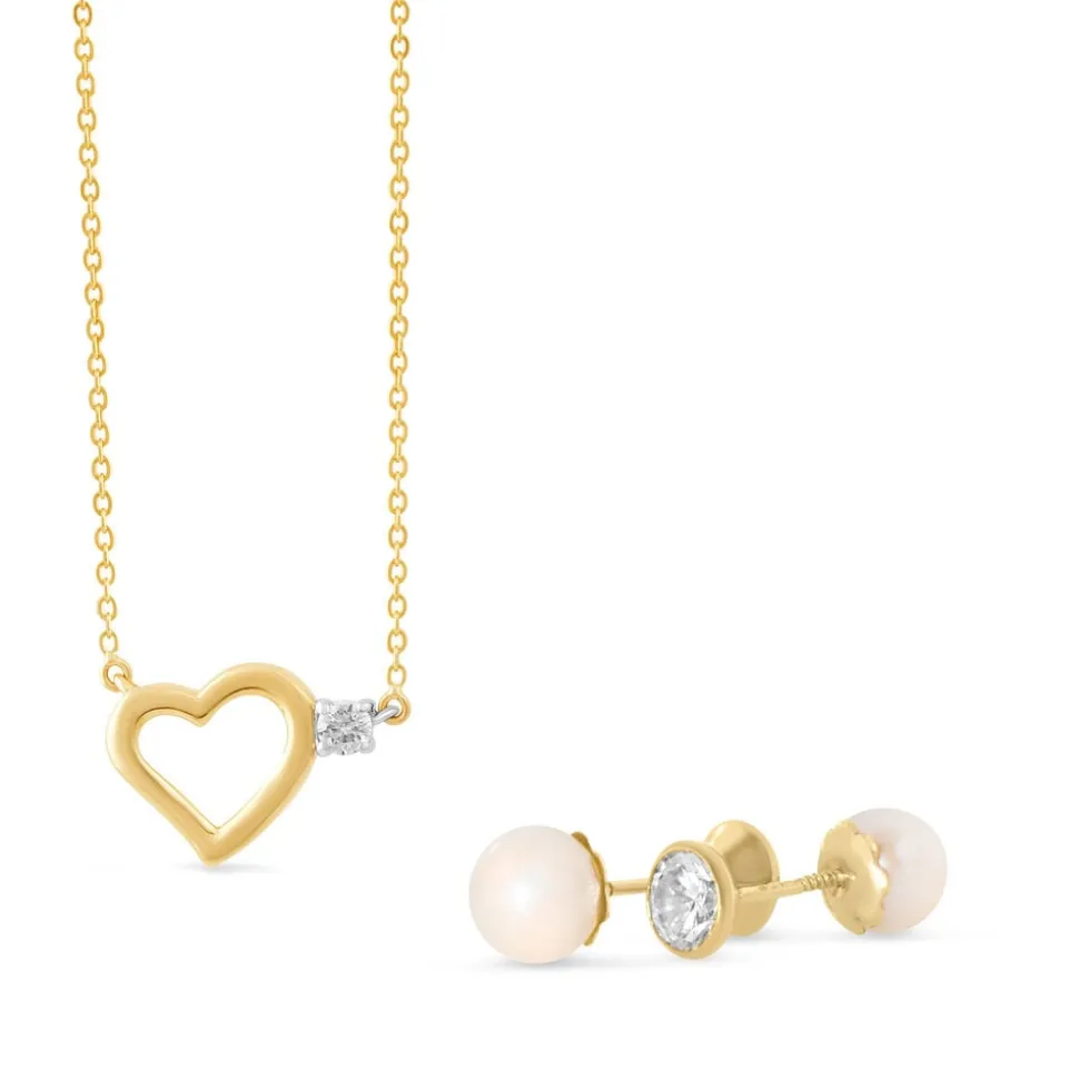 9ct Gold Cubic Zirconia Heart Necklace