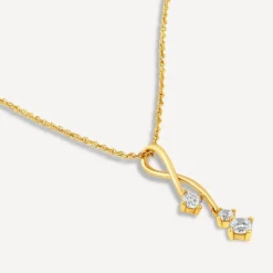 9ct Gold Cubic Zirconia Pendant (Chain Included)