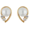 9ct gold freshwater cultured pearl and cubic zirconia stud earrings