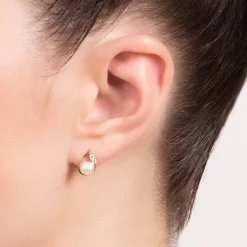 9ct gold freshwater cultured pearl and cubic zirconia stud earrings