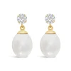 9ct Gold Freshwater Pearl and Cubic Zirconia Earrings