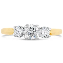 18ct gold ladies 0.75 carat diamond graduated three stone ring