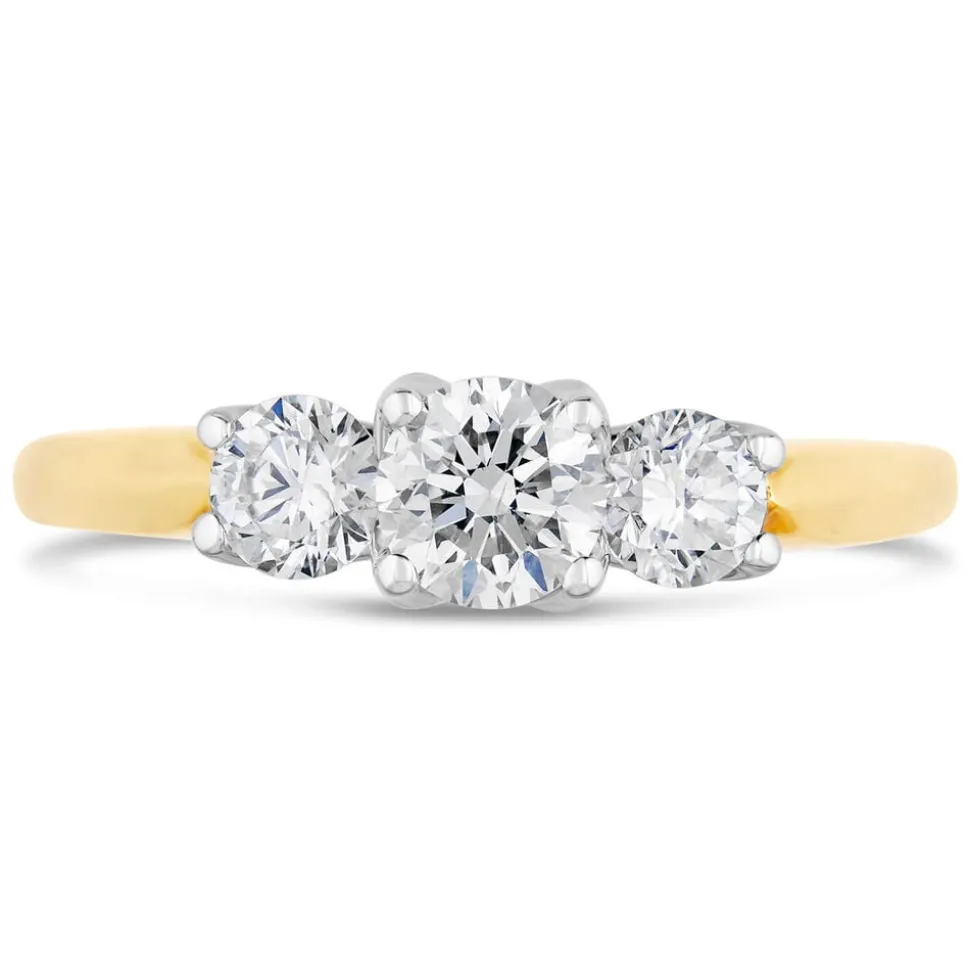 18ct gold ladies 0.75 carat diamond graduated three stone ring