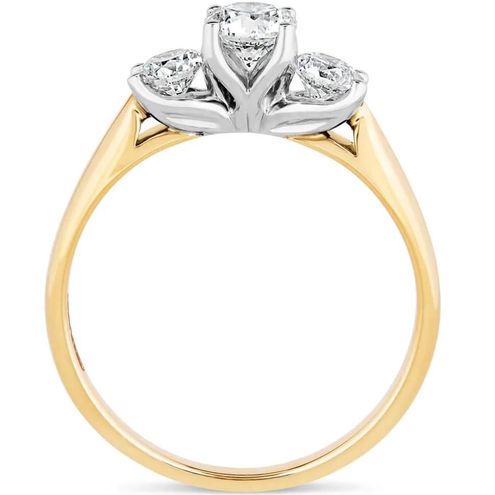 18ct gold ladies 0.75 carat diamond graduated three stone ring