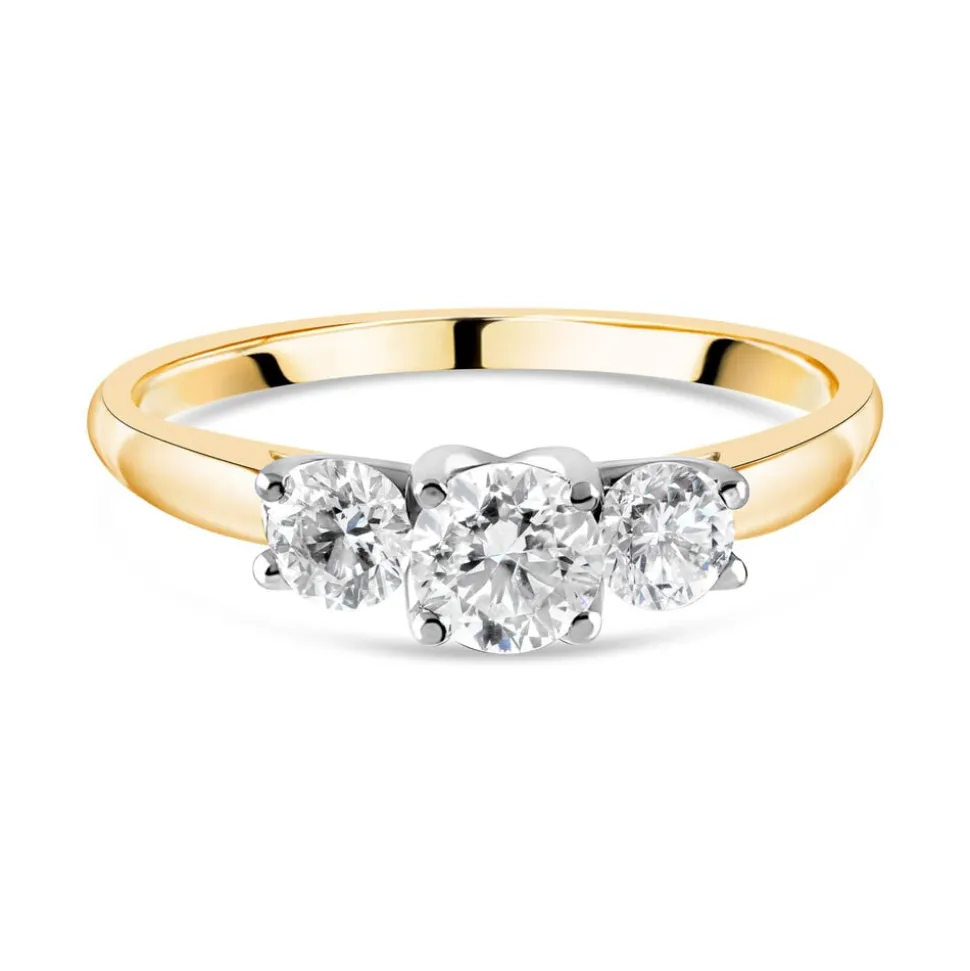 18ct gold ladies 0.75 carat diamond graduated three stone ring