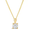 9ct Gold 4mm Four Claw Cubic Zirconia Set Pendant (Chain Included)