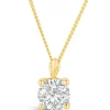9ct Gold 5mm Four Claw Cubic Zirconia Set Pendant (Chain Included)