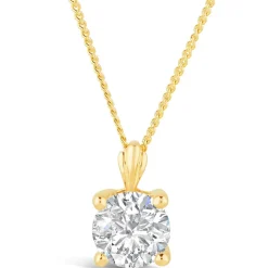 9ct Gold 5mm Four Claw Cubic Zirconia Set Pendant (Chain Included)