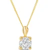 9ct Gold 6.5mm Four Claw Cubic Zirconia Set Pendant (Chain Included)