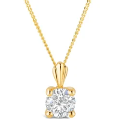 9ct Gold 6.5mm Four Claw Cubic Zirconia Set Pendant (Chain Included)