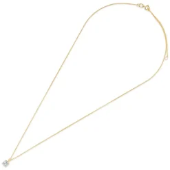 9ct Gold 4mm Four Claw Cubic Zirconia Set Pendant (Chain Included)