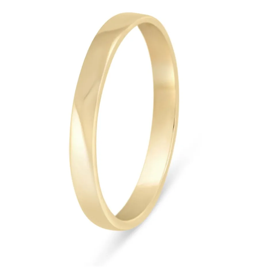 9ct Gold 2.5mm Plain Flat 2.5mm Wedding Ring