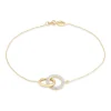 9ct Gold Plain and Glitter Interlocking Circle Bracelet