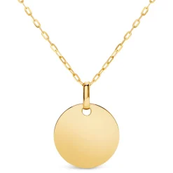 9ct Gold Plain Disc Pendant (Chain Included)