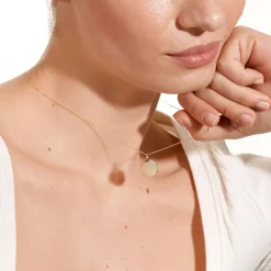 9ct Gold Plain Disc Pendant (Chain Included)