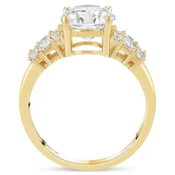 9ct Gold Round Brilliant and Baguette Cubic Zirconia Ring