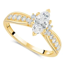 9ct Marquise Cubic Zirconia Claw Set with Side Rings