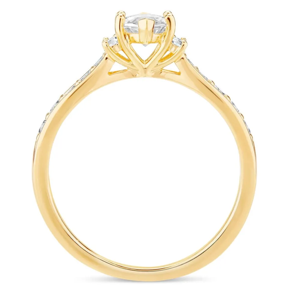 9ct Marquise Cubic Zirconia Claw Set with Side Rings
