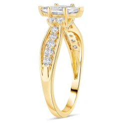 9ct Marquise Cubic Zirconia Claw Set with Side Rings
