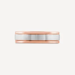 9ct Rose Gold & Platinum 3 Row Plated Centre Men's Wedding Ring