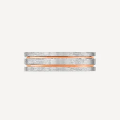 9ct Rose Gold & Platinum 2 Row Groove Men's Wedding Ring