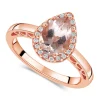 9ct Rose Gold 0.10ct Diamond Halo and Morganite Ring